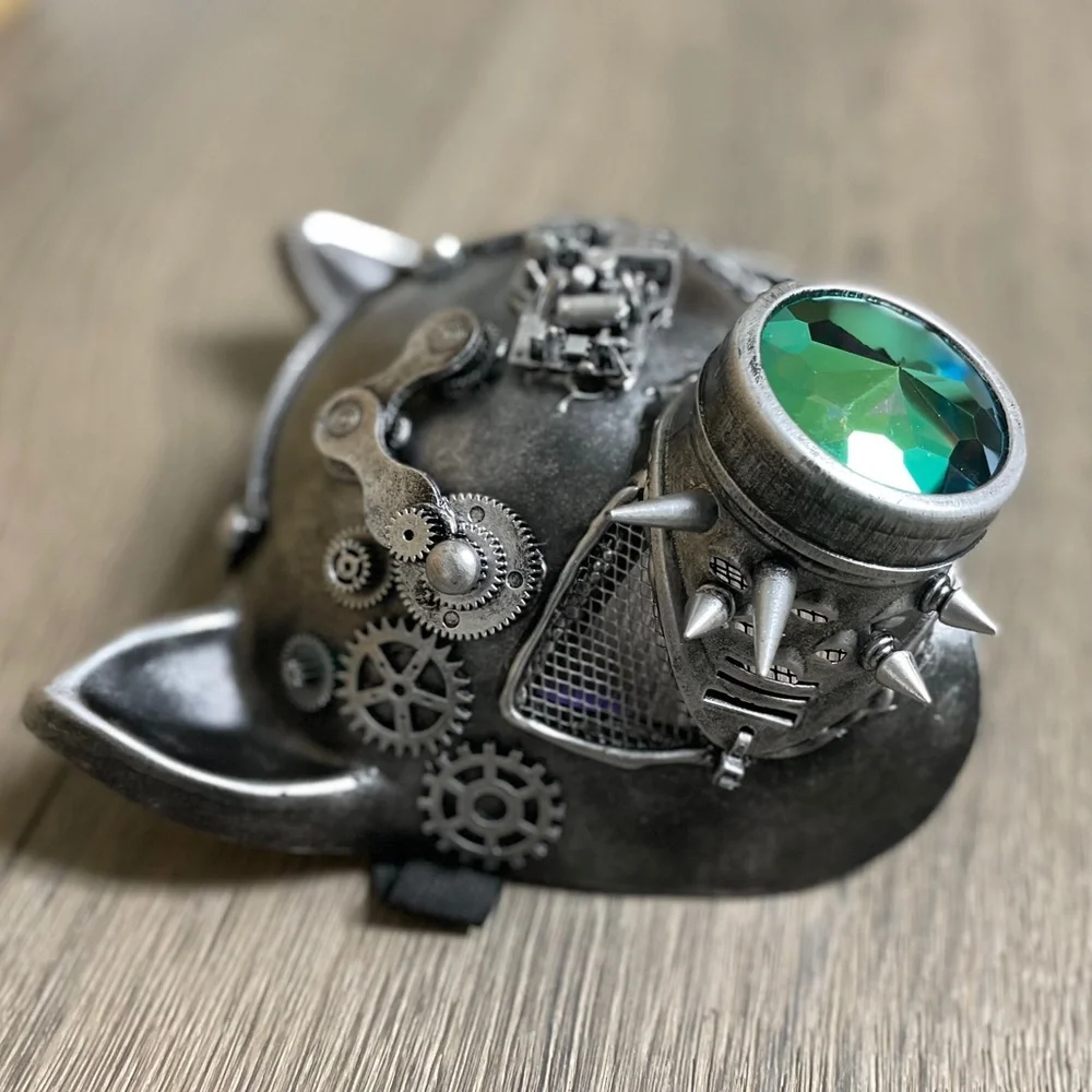 Steampunk Metallic Cat Mask with Goggles - NWT!